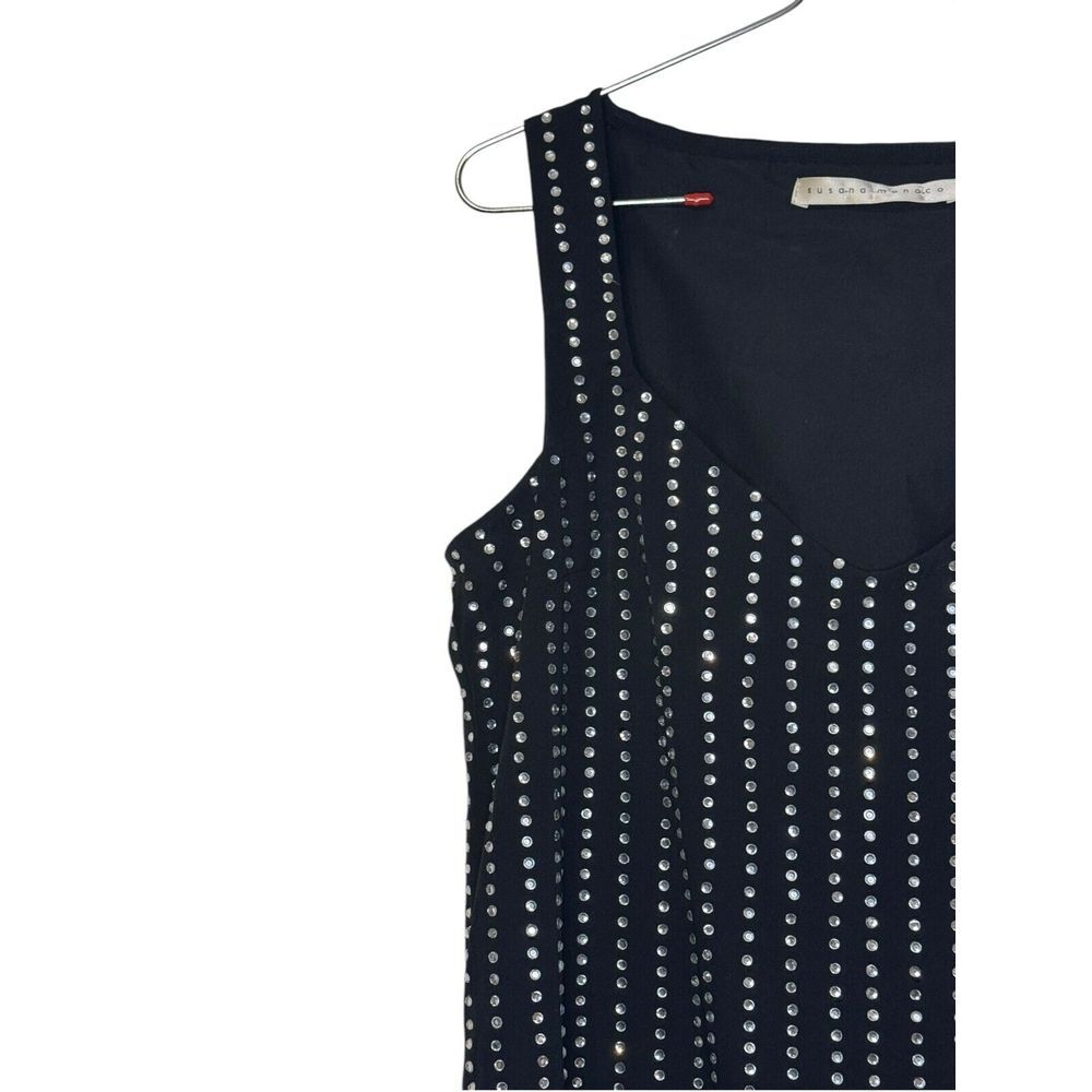 Susana Monaco Womens Dress Midi Back Side Zip Beaded Sleeveless V-Neck Medium - Picture 2 of 10